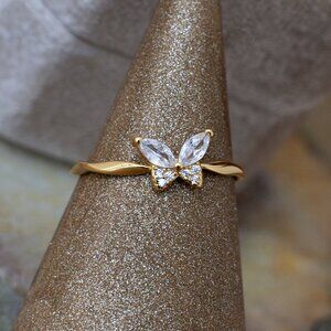 Dainty Butterfly Ring Gold Vermeil Sterling Silver | CZ Promise Ring